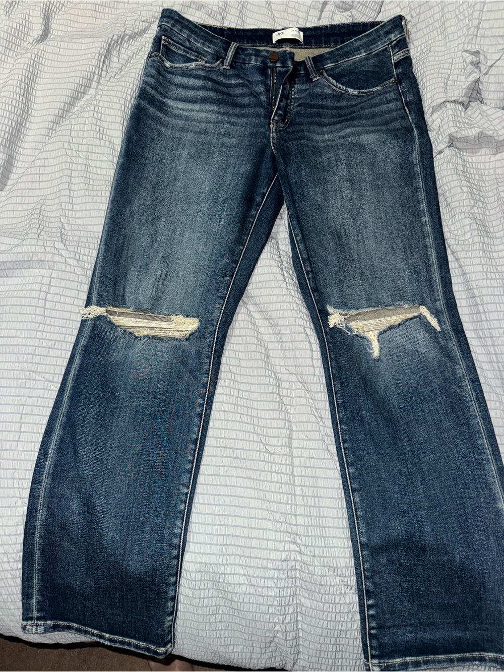 BKE Dark Blue Distressed Flare Jeans